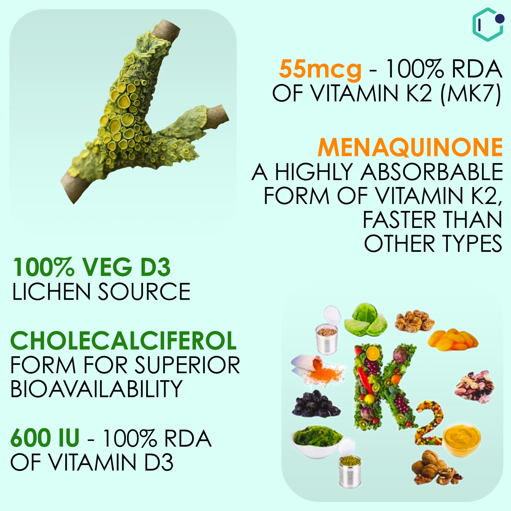 CureSea Plant-Based Vitamin D3 & K2 supplement – Vegan D3 from Lichen and MK-7 K2.